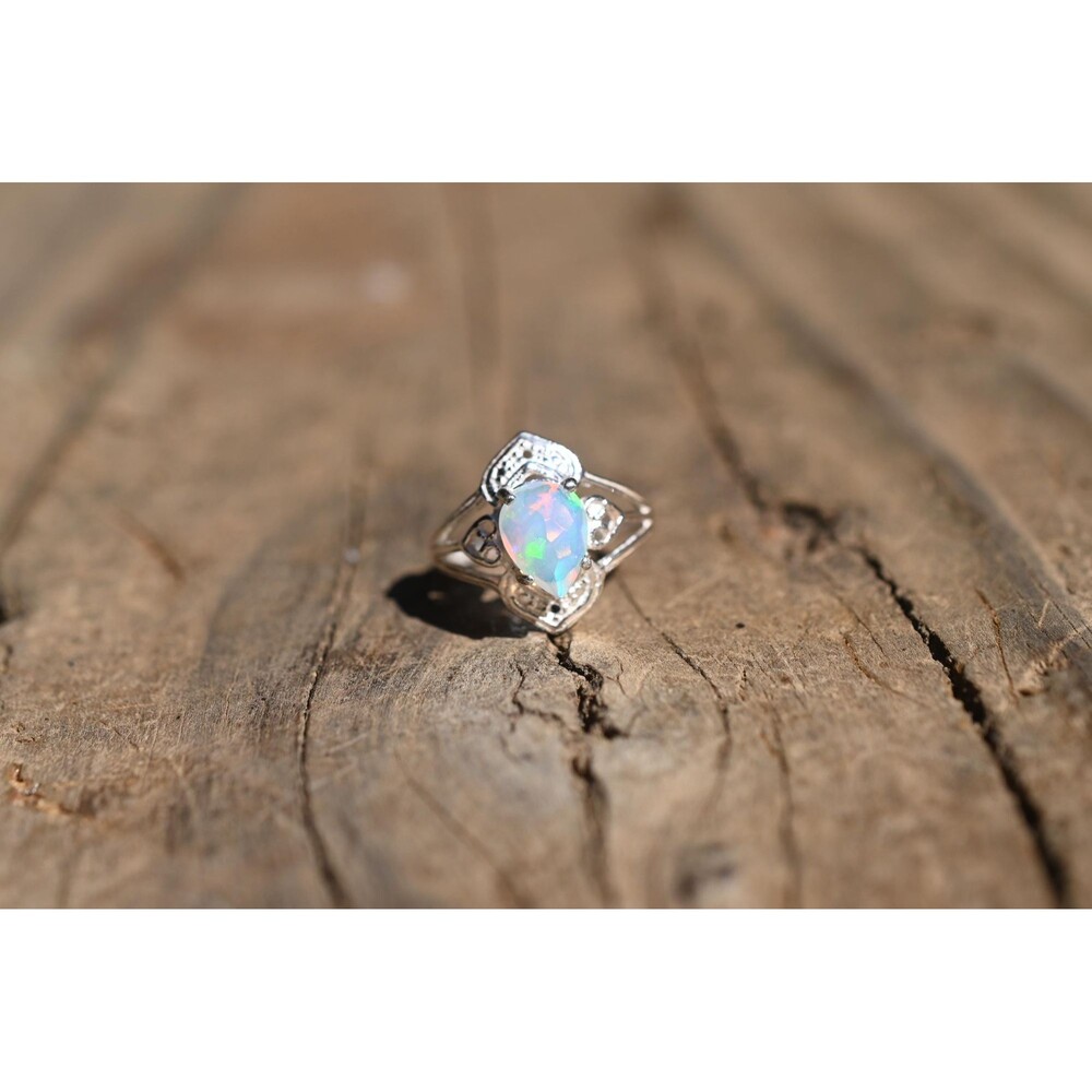 Ethiopian Opal engagement ring size 4 in 925 sterling silver